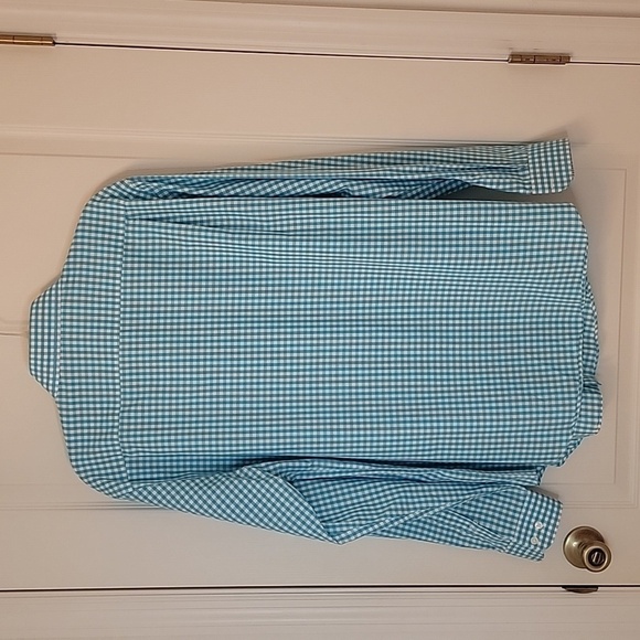 Bloomingdales The Mens Store Button Down Shirt Turquoise / White, Size XL - Picture 2 of 8